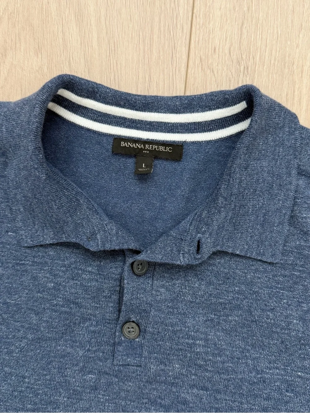 Banana Republic Men’s Navy Blue Knit Short Sleeve Polo Shirt Size Large